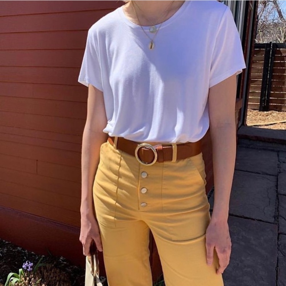 Capulet Lottie jeans sunflower high waisted wide leg crop yellow size medium